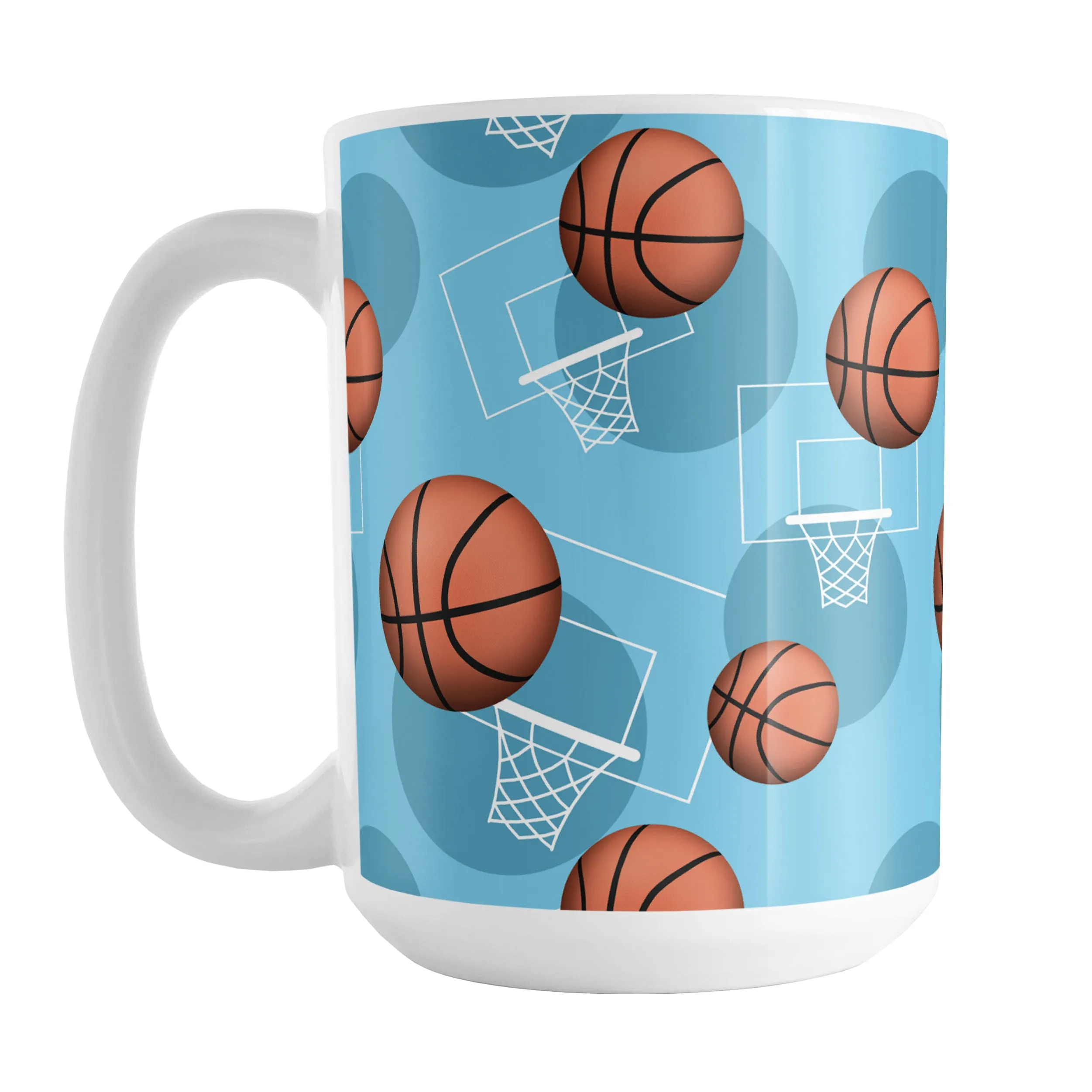 Basketball Themed Pattern - Light Blue Basketball Mug