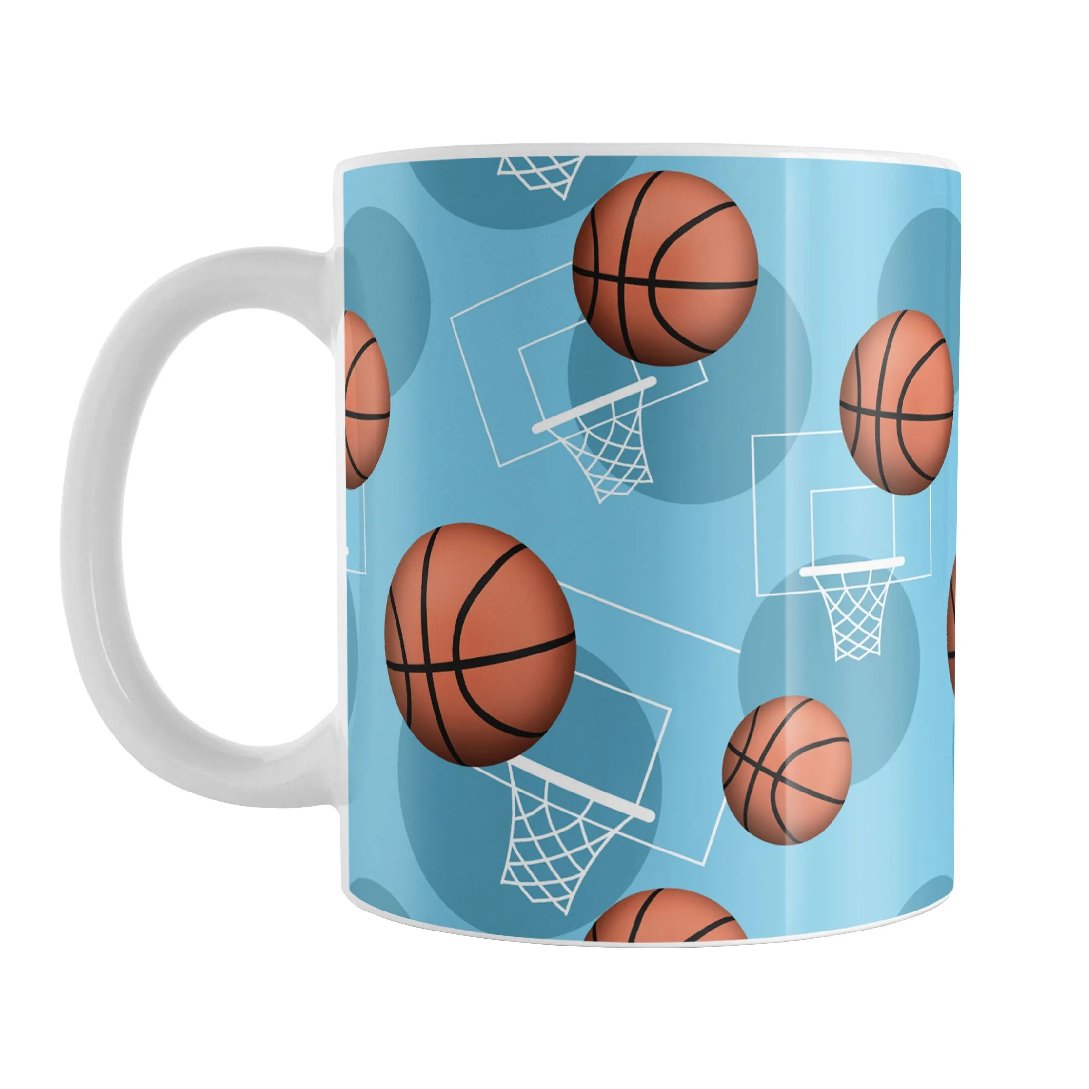 Basketball Themed Pattern - Light Blue Basketball Mug