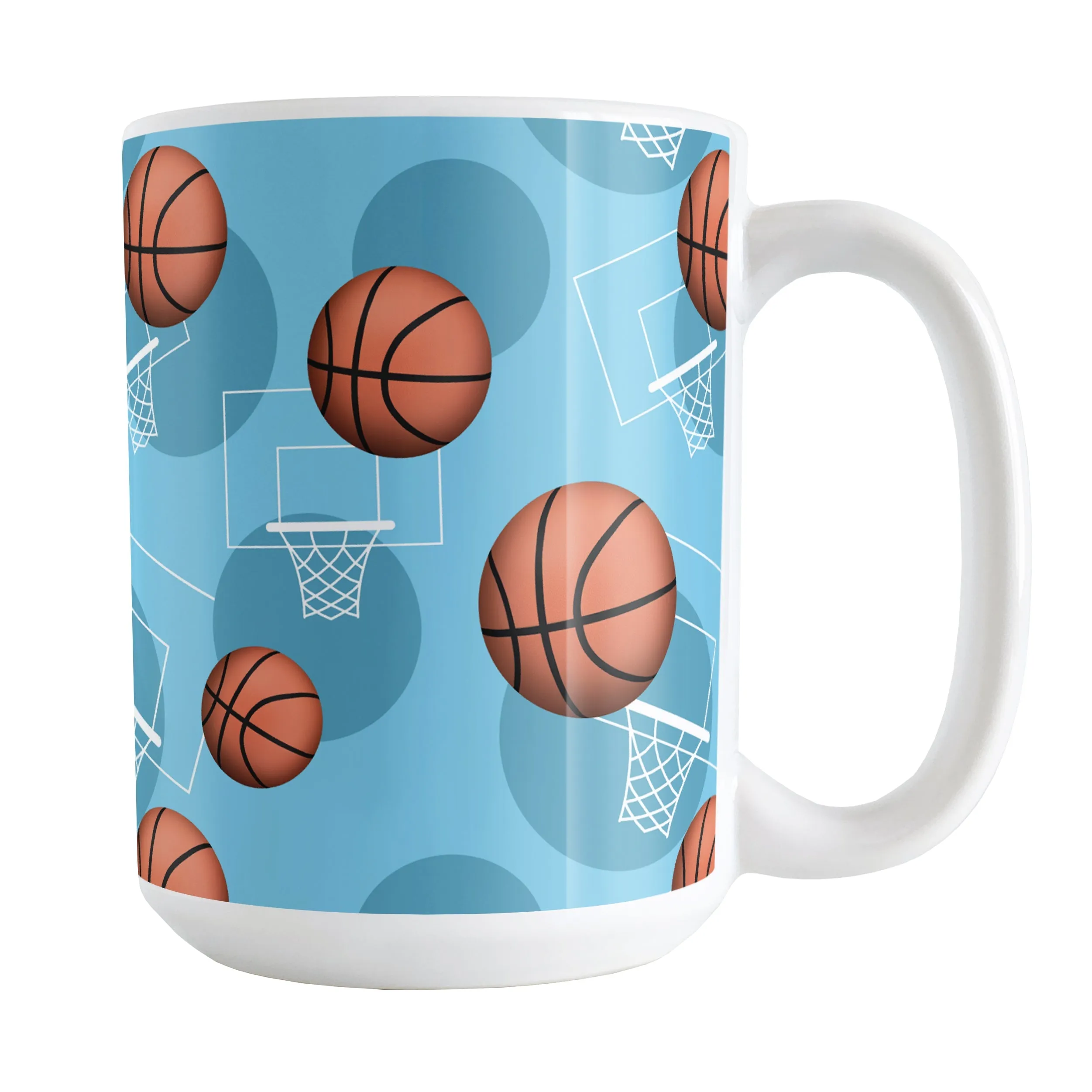 Basketball Themed Pattern - Light Blue Basketball Mug