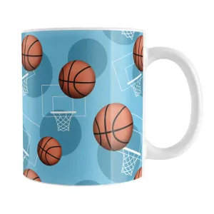 Basketball Themed Pattern - Light Blue Basketball Mug