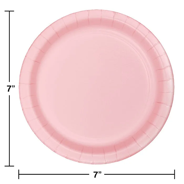 Bulk Classic Pink Paper 6.75 inch Dessert Plates (240 per Case)