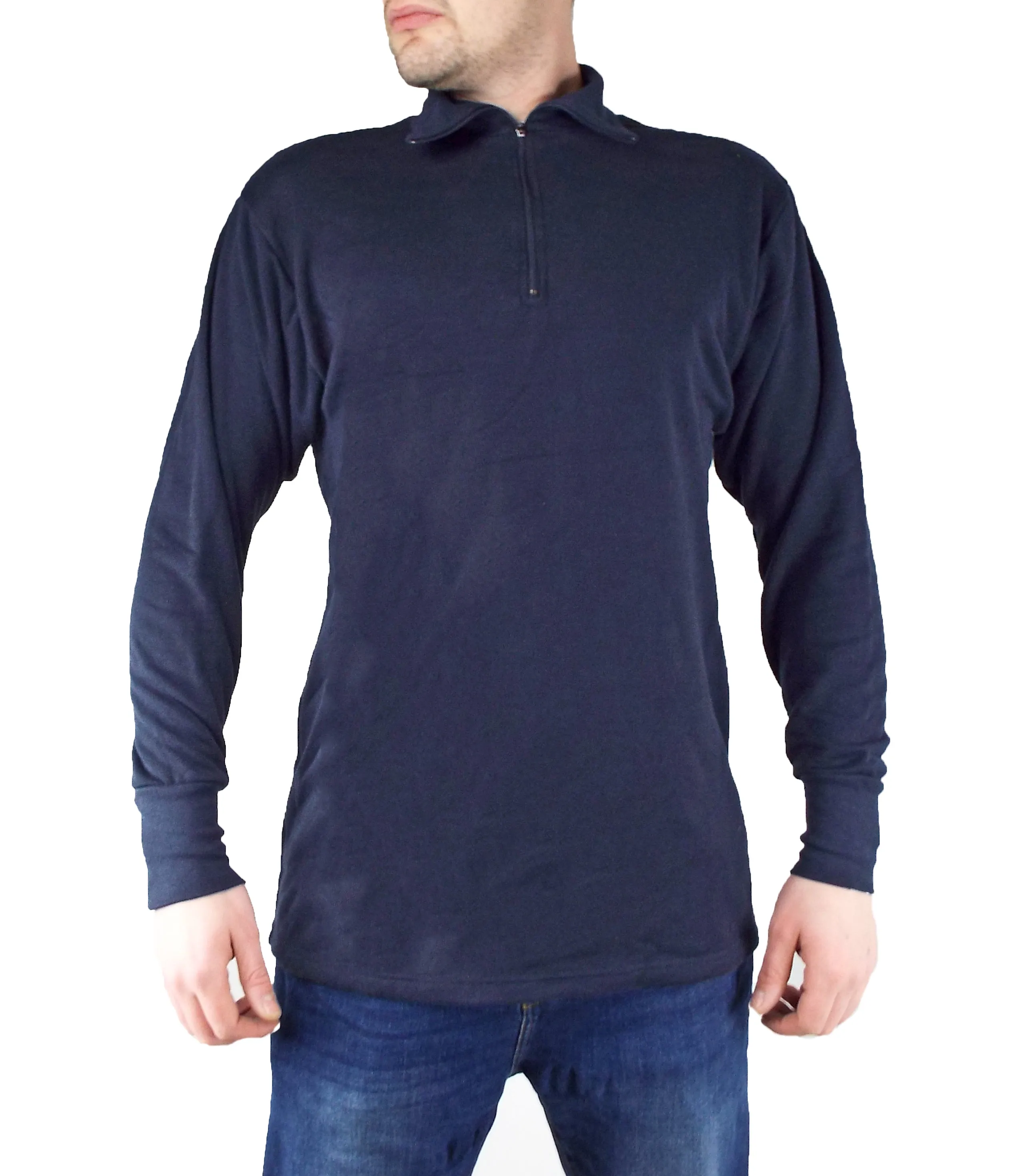 Dutch Military - Long-sleeve Thermal Zipped Neck Top - Navy Blue - Grade 1