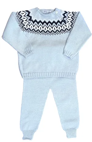 Fair Isle Herringbone Jogging Set-Blue (Toddler)