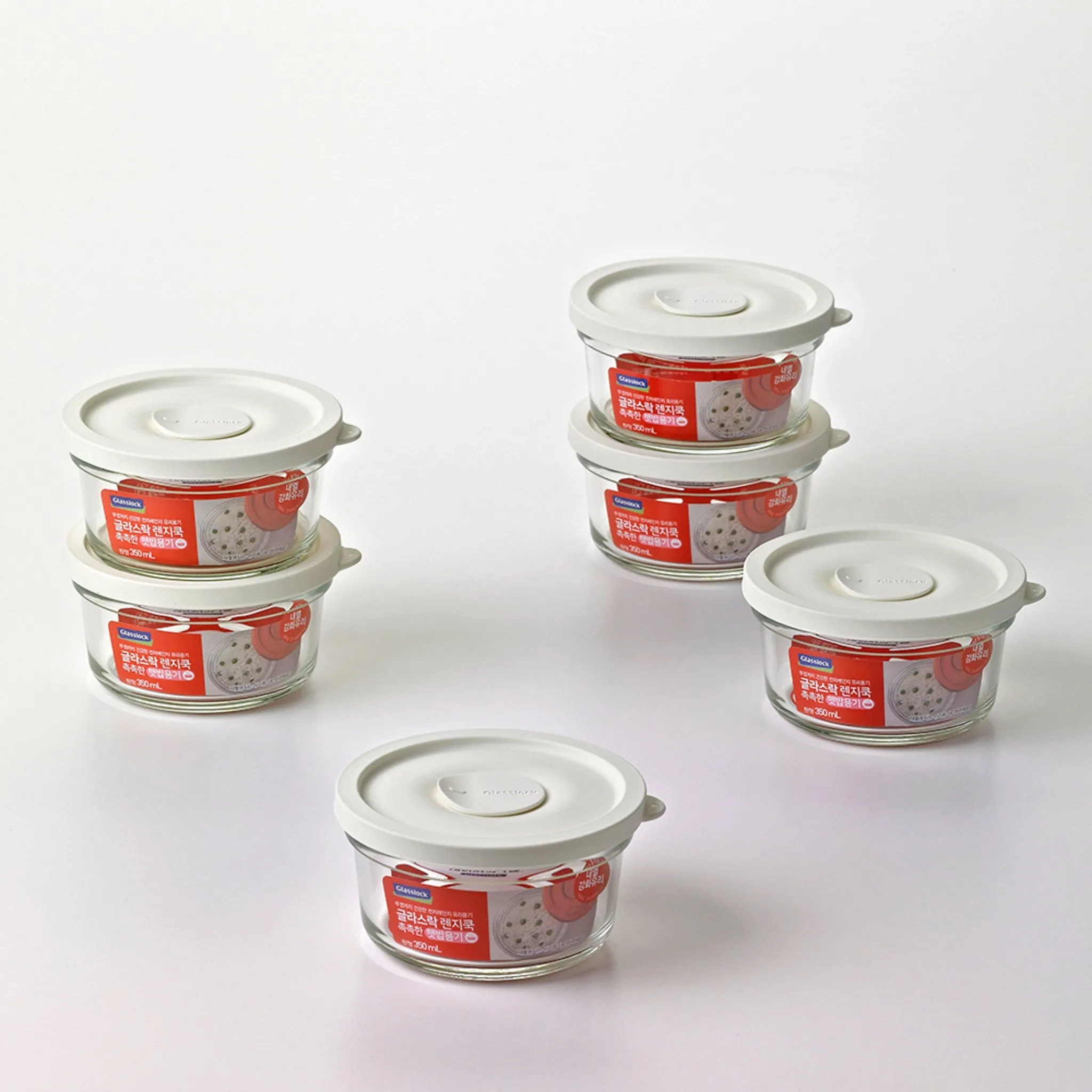 Glasslock Range Cook Moist Rice Container Round 350ml, Coconut Milk, Set of 6 - 🏆 #40 - Kitchen Essentials - Best of December