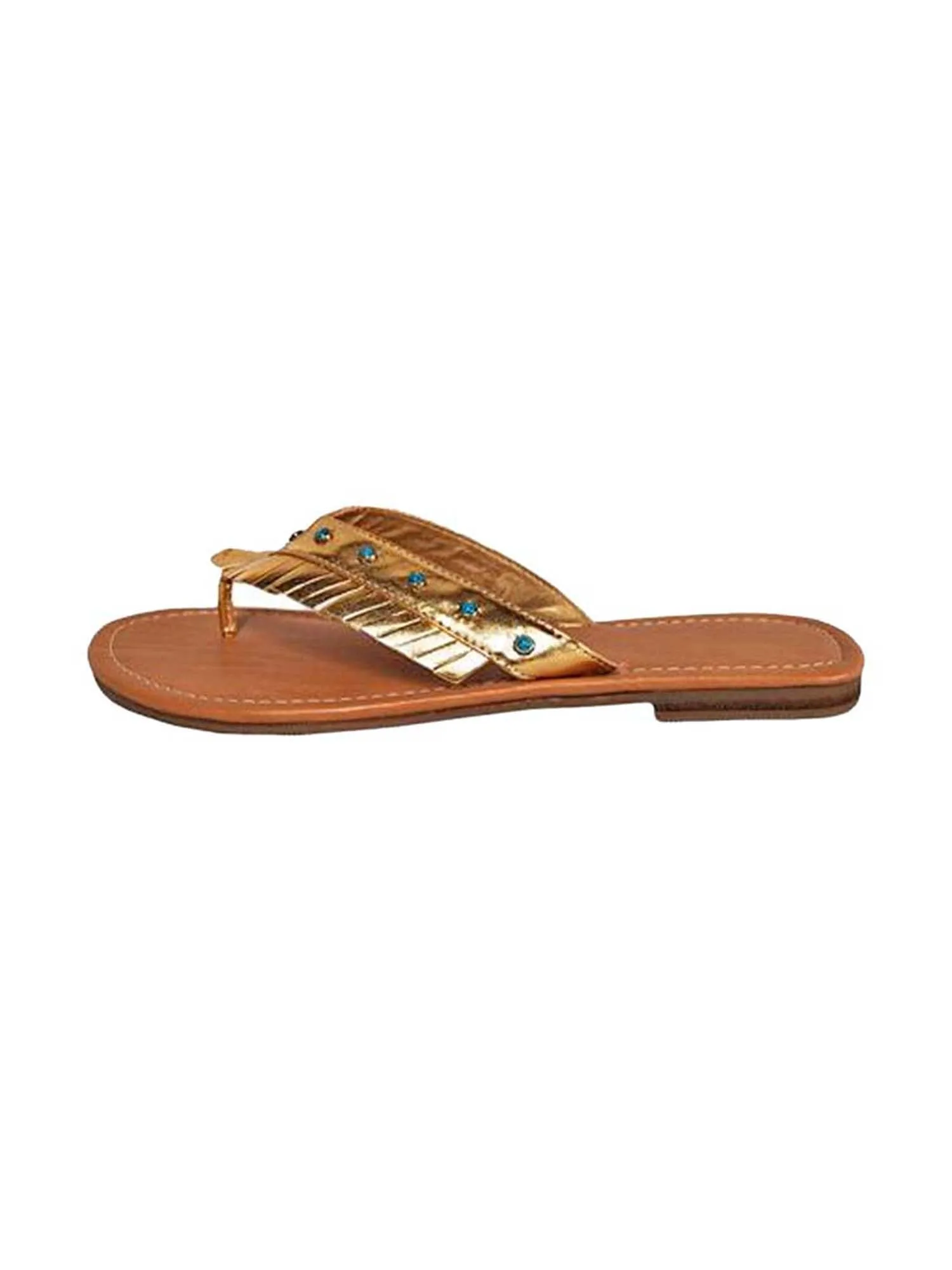 Gold Metallic Bohemian Sandal With Fringe Size 6.5 Size 6.5