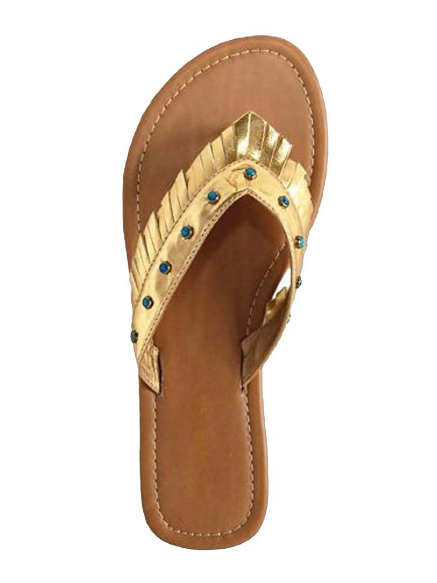 Gold Metallic Bohemian Sandal With Fringe Size 6.5 Size 6.5