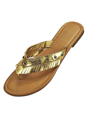 Gold Metallic Bohemian Sandal With Fringe Size 6.5 Size 6.5