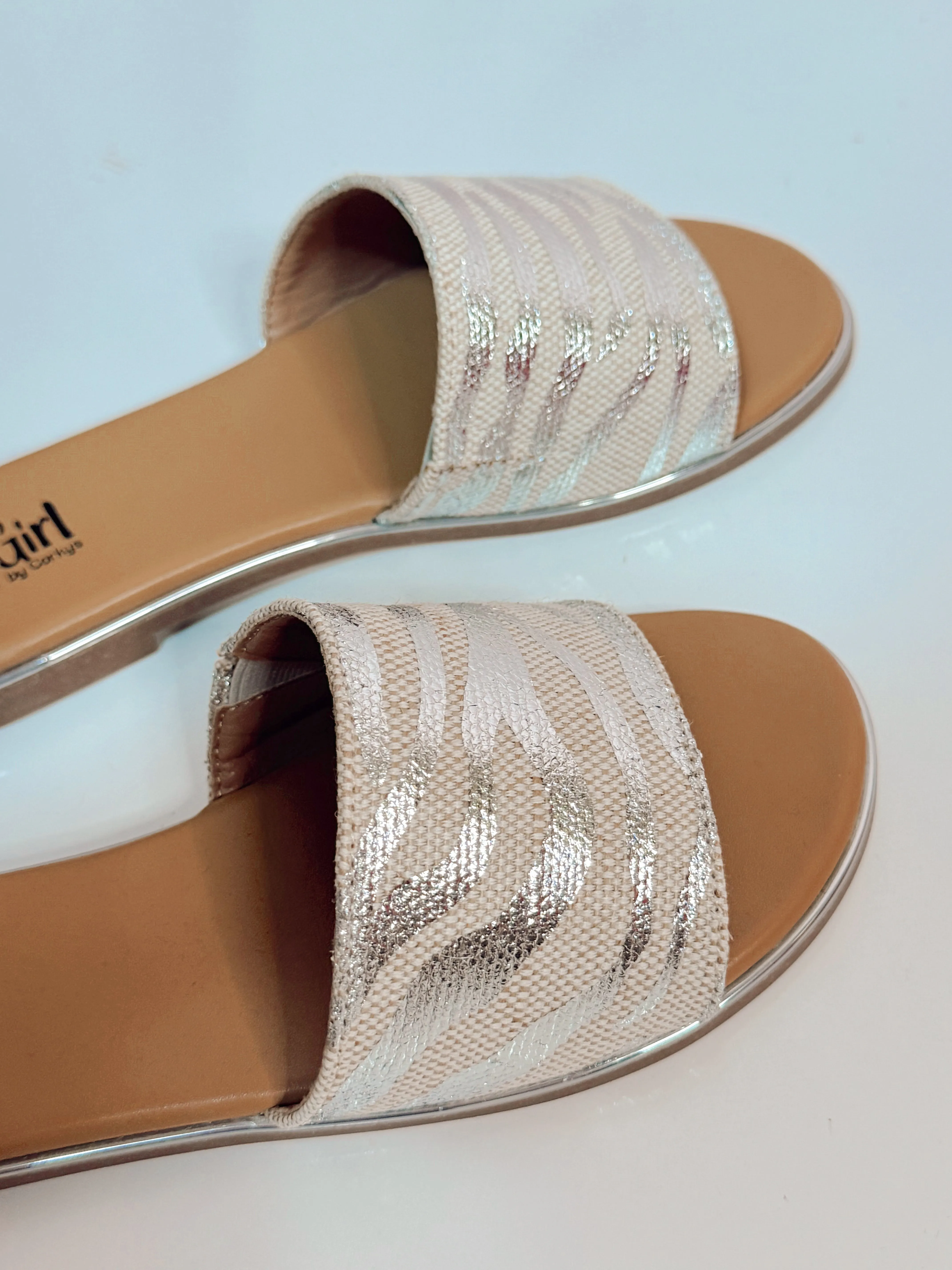 Graceful Zebra Slides- Silver Metallic