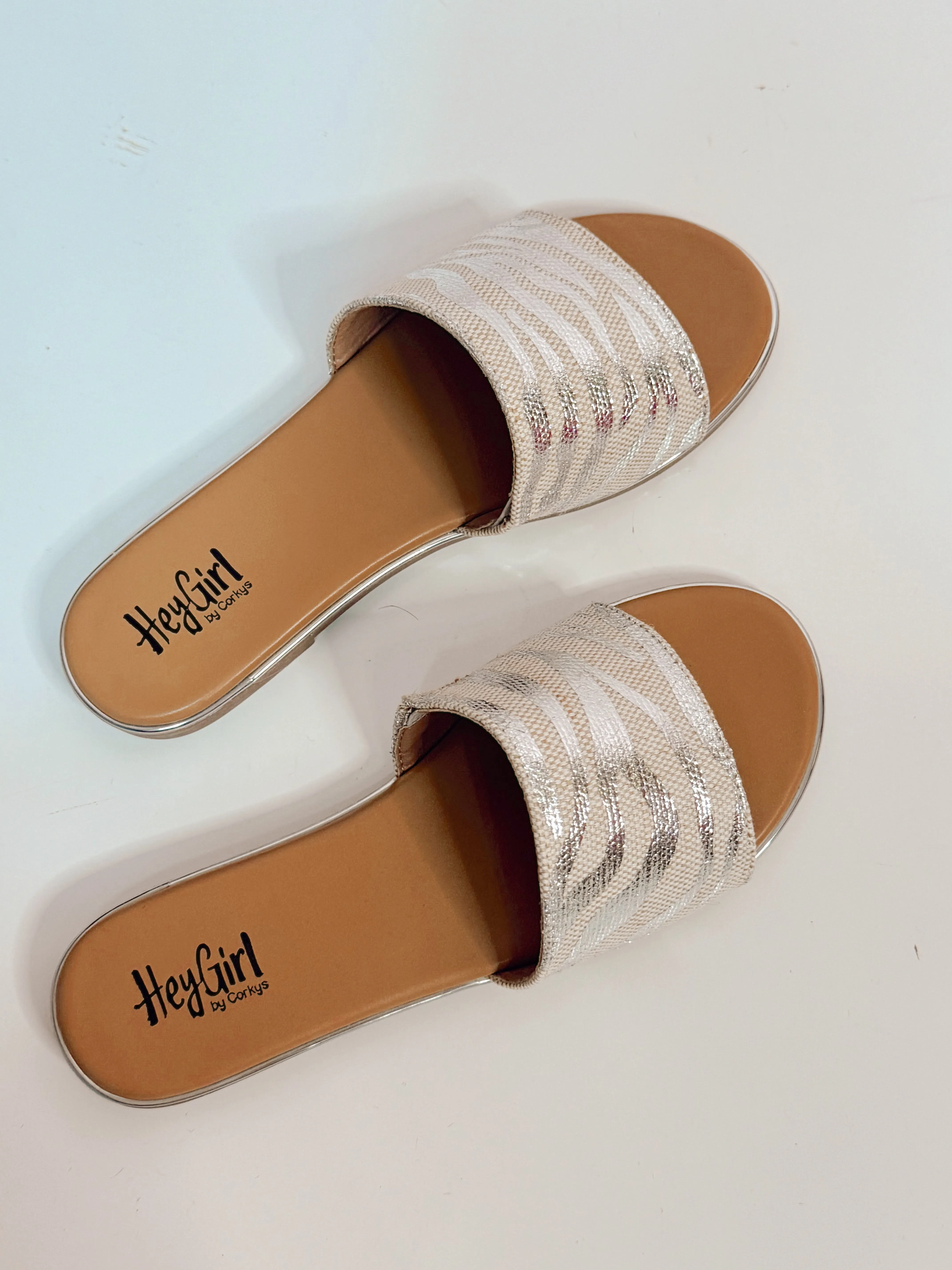Graceful Zebra Slides- Silver Metallic
