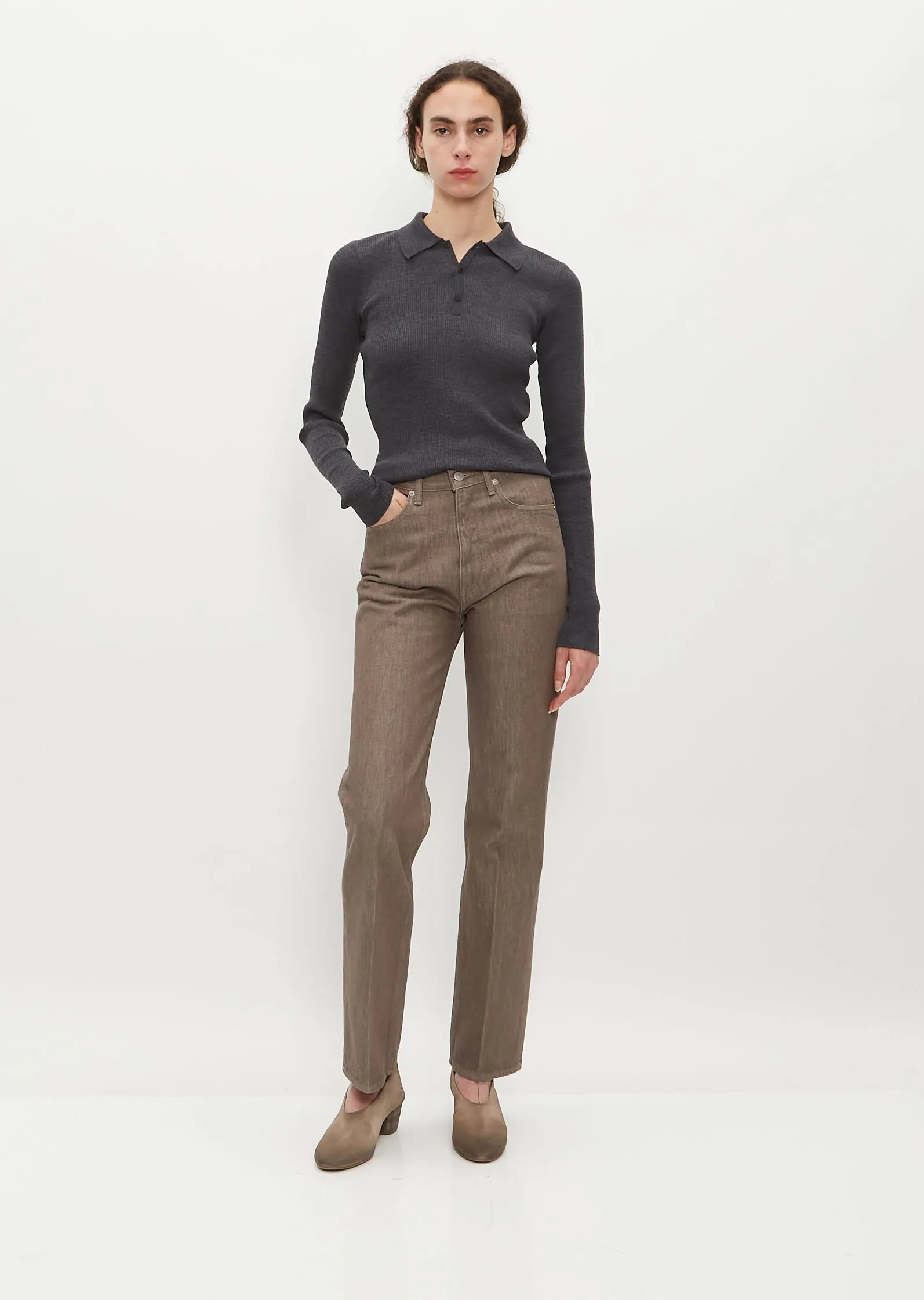 Hard Twist Brown Denim 5-Pocket Pants