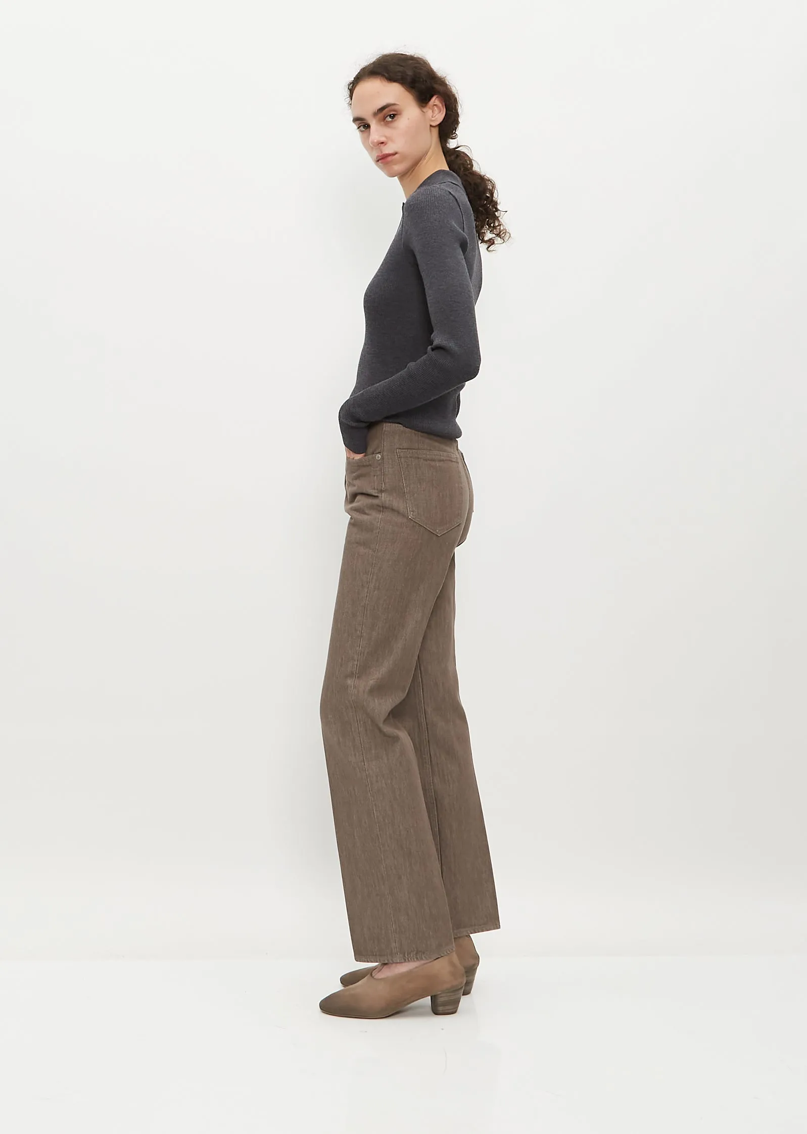 Hard Twist Brown Denim 5-Pocket Pants