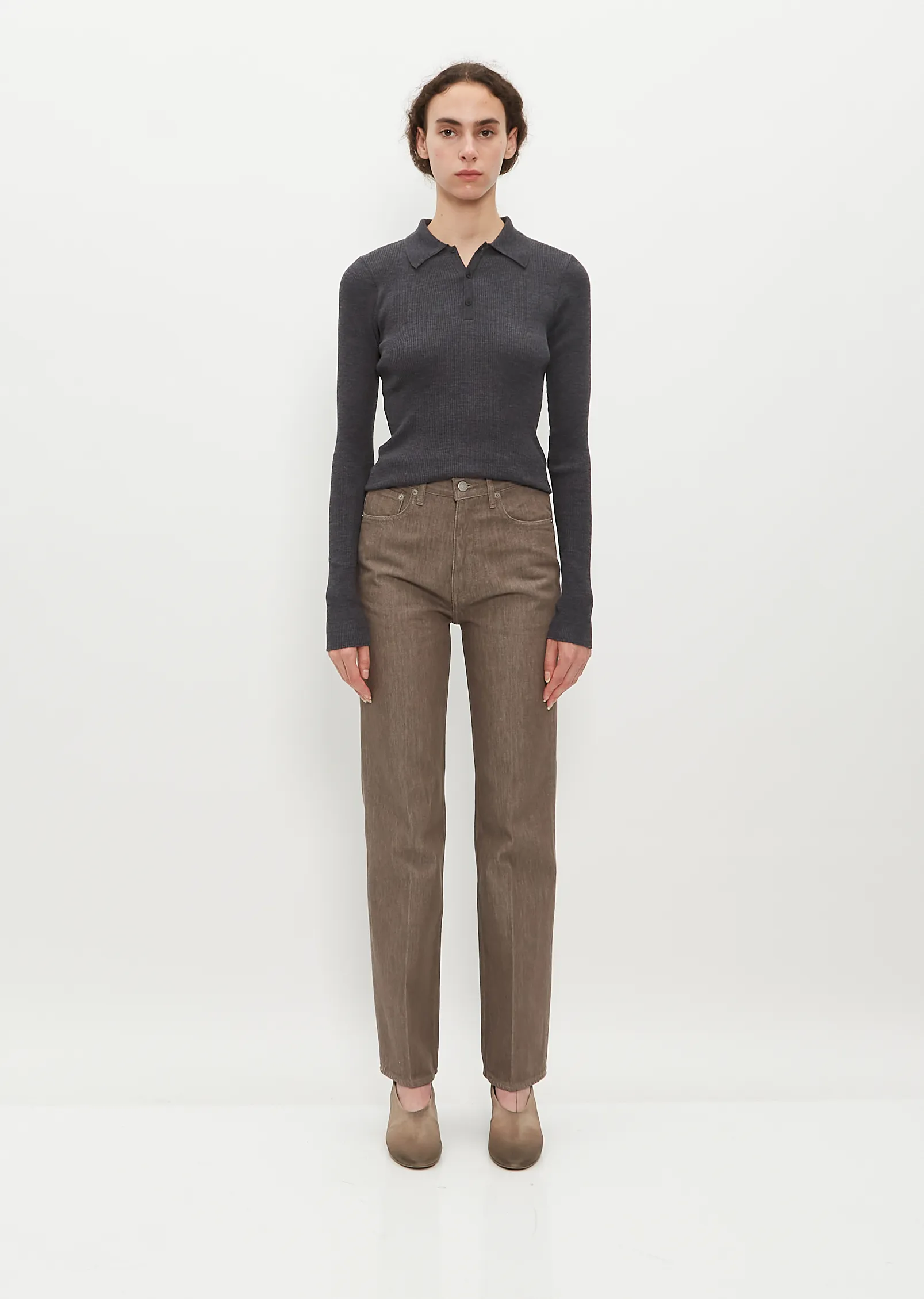 Hard Twist Brown Denim 5-Pocket Pants
