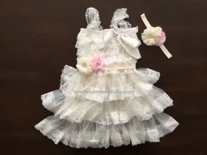 Ivory Lace Flower Girl Dress, Flower Girl Layered Dress