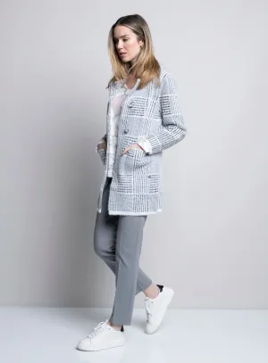 LK479GZ - Plaid Button Coatigan