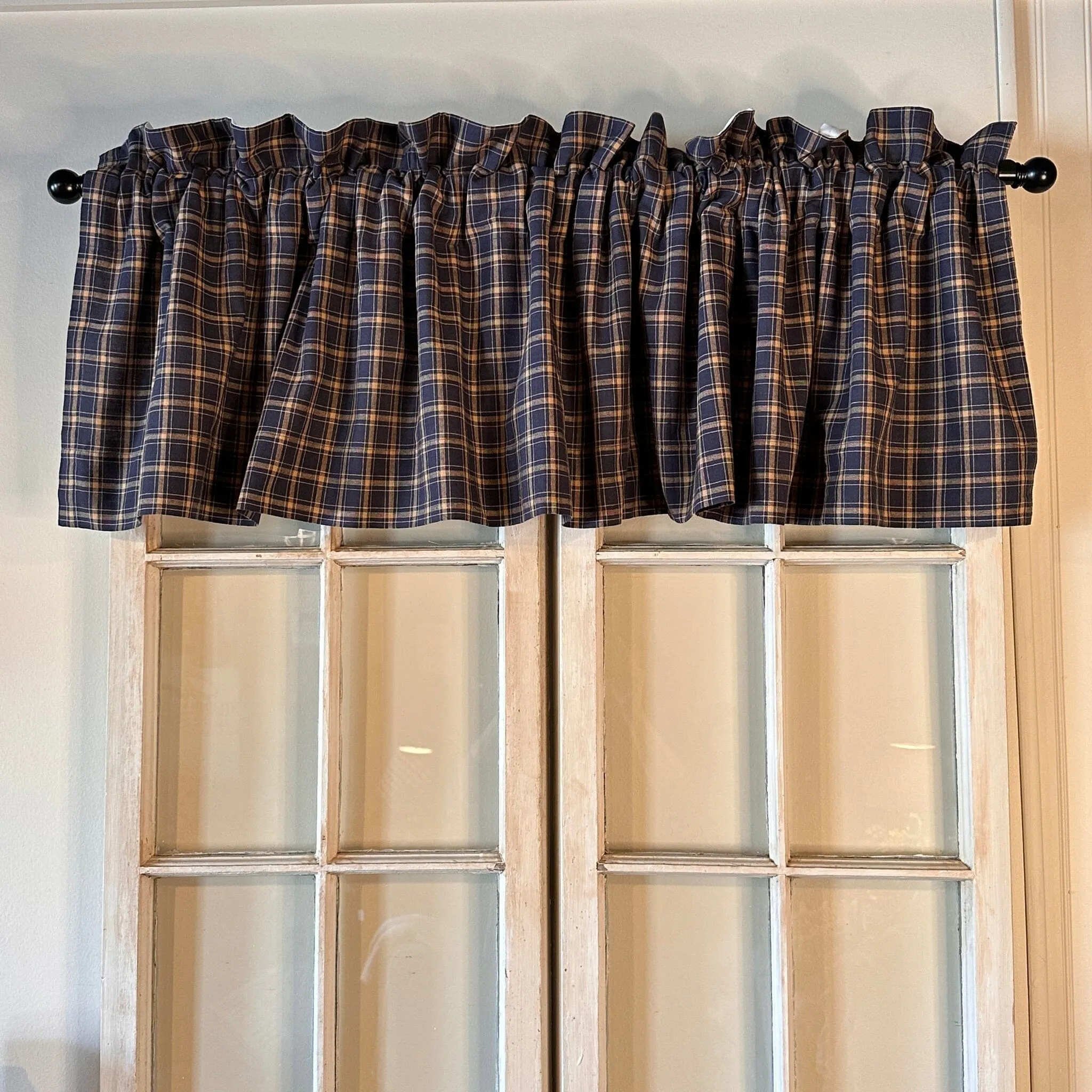 Millsboro Navy Plaid Lined Valance 72"