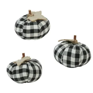 Mini Black & Cream Check Pumpkin Set