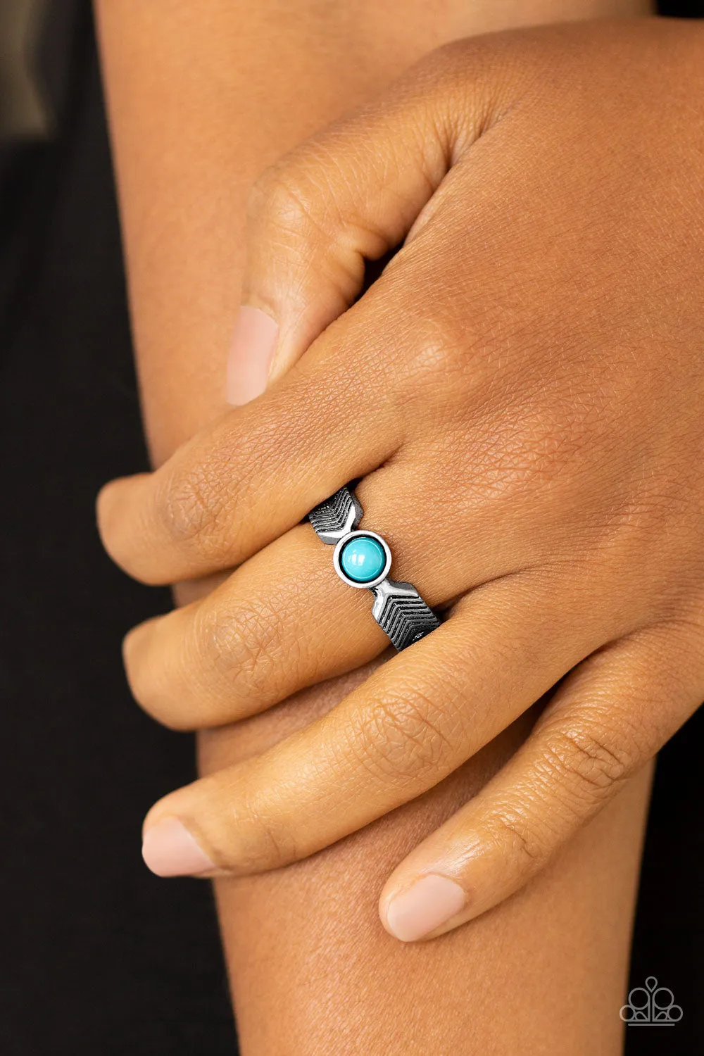 Open Door Jewelry - Awesomely ARROW-Dynamic - Blue Ring - Paparazzi Accessories