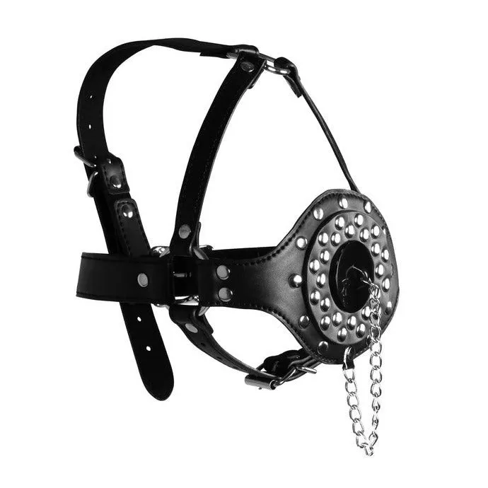 Ouch Xtreme Open Mouth Gag Head Harness With Plug Stopper