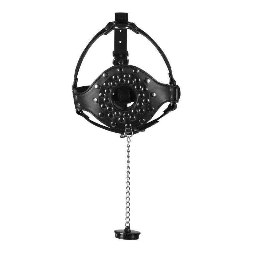 Ouch Xtreme Open Mouth Gag Head Harness With Plug Stopper
