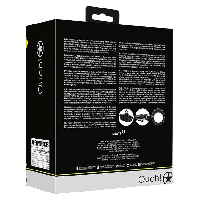 Ouch Xtreme Open Mouth Gag Head Harness With Plug Stopper