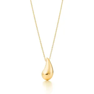 Real Gold Adjustable 3D Teardrop Water Drop Necklace (45 C.M) - Model 1392 N1424
