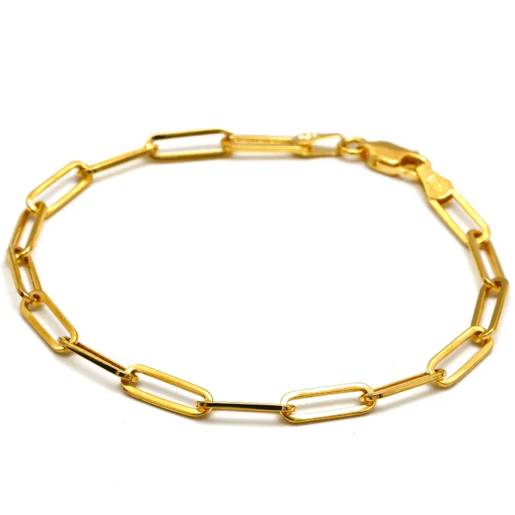 Real Gold Paper Clip Chain Bracelet 0758 (19 C.M) BR1561