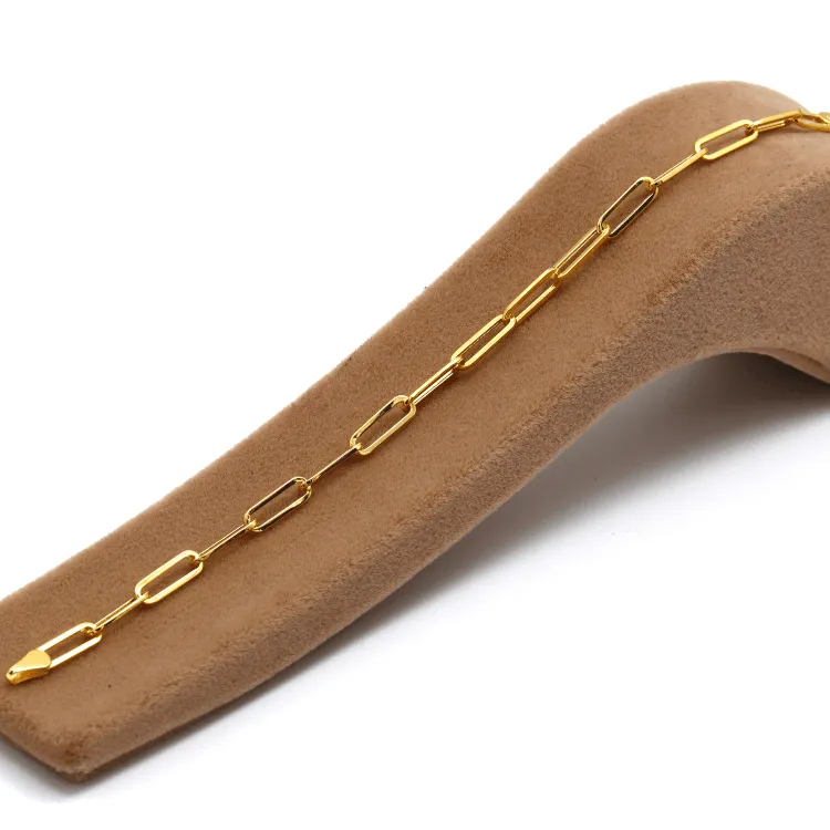 Real Gold Paper Clip Chain Bracelet 0758 (19 C.M) BR1561