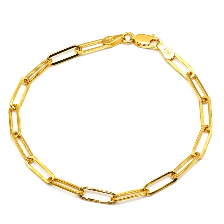 Real Gold Paper Clip Chain Bracelet 0758 (19 C.M) BR1561