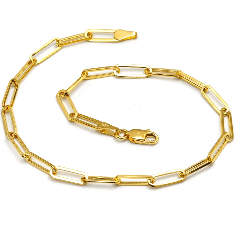 Real Gold Paper Clip Chain Bracelet 0758 (19 C.M) BR1561