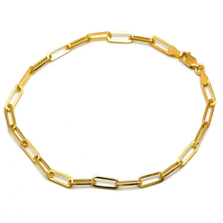Real Gold Paper Clip Chain Bracelet 0758 (19 C.M) BR1561