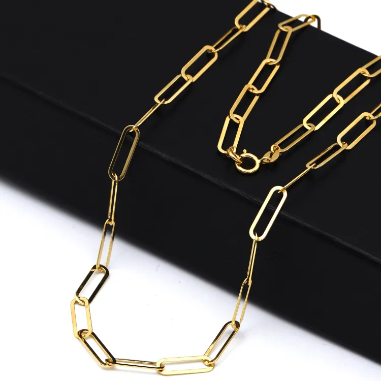 Real Gold Paper Clip M Necklace 1320 (45 C.M) CH1154