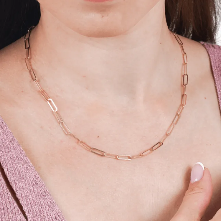 Real Gold Paper Clip M Necklace 1320 (45 C.M) CH1154