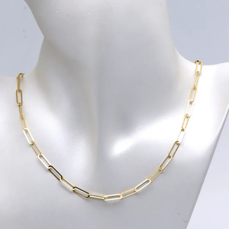 Real Gold Paper Clip M Necklace 1320 (45 C.M) CH1154