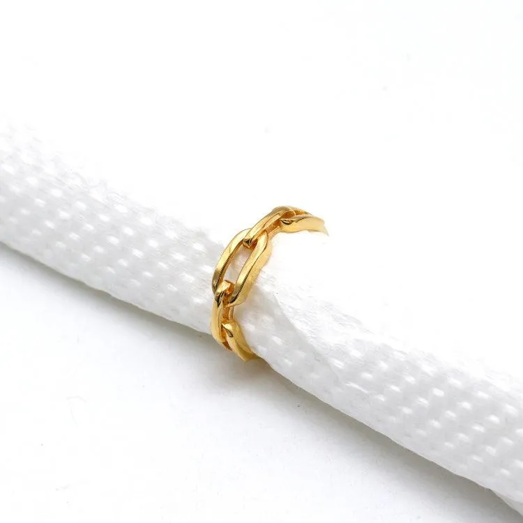 Real Gold Plain Paper Clip Ring 7494 (SIZE 9) R2454