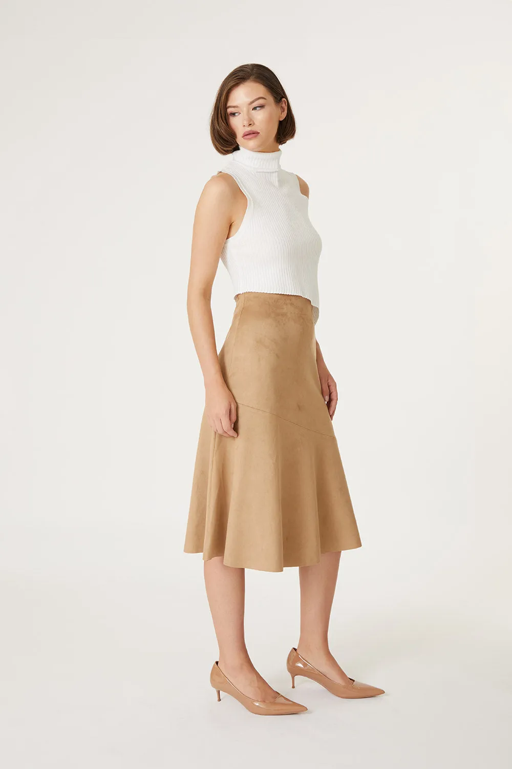 Roan Vegan Faux Suede Midi Skirt