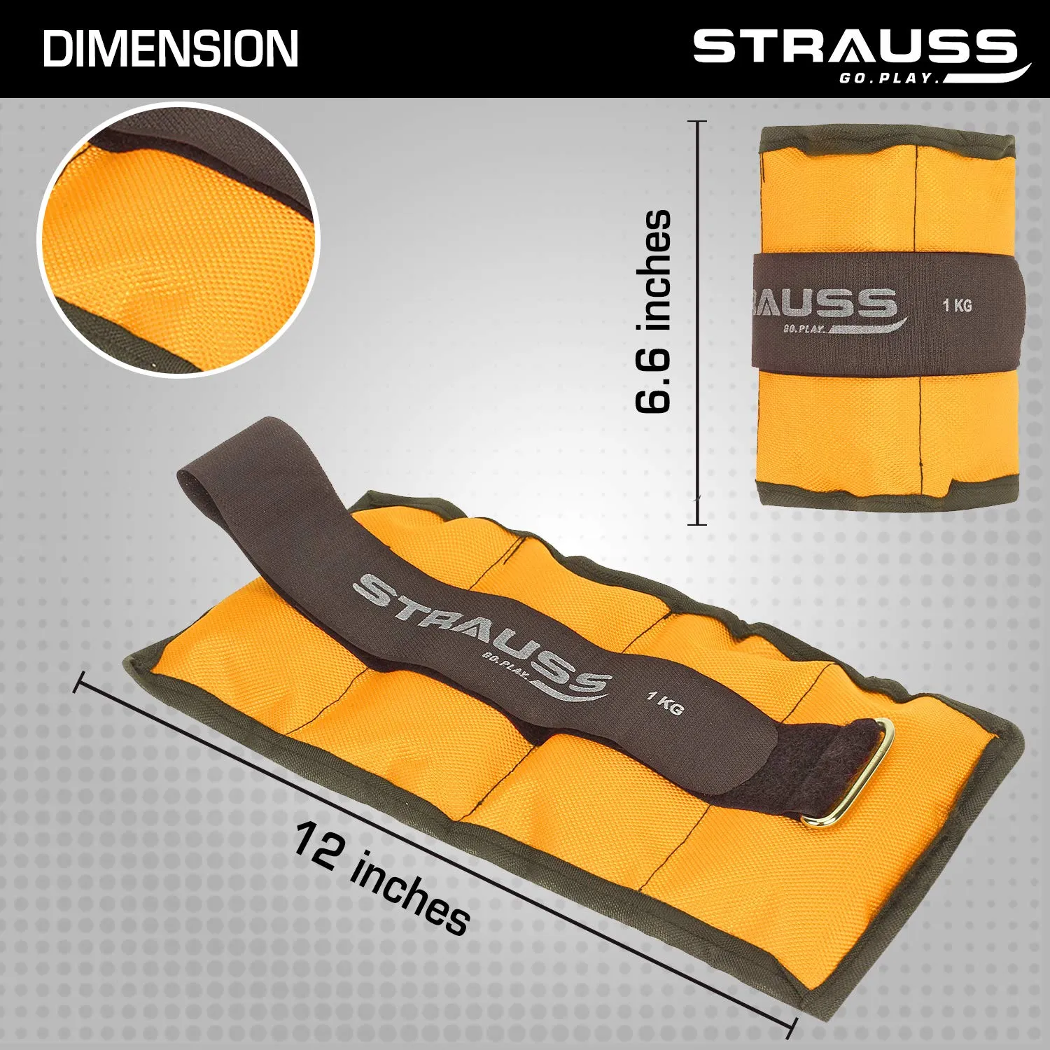 Strauss Adjustable Ankle/Wrist Weights 1 KG X 2 | Ideal for Walking, Running, Jogging, Cycling, Gym, Workout & Strength Training | Easy to Use on Ankle, Wrist, Leg, (Yellow)