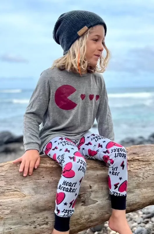 Triblend Long Sleeve Tee - Heather Grey Pacman