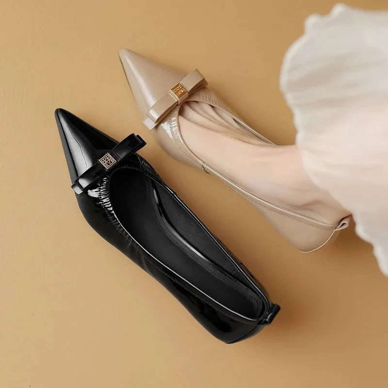 Women's Fine Heel Pointed Toe Butterfly Knot Decorated Pumps